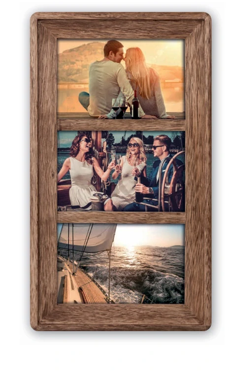 Rám tmavé drevo pre 3 fotografie