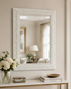 Luxusne drevene zrkadlo -Biele BAROK 